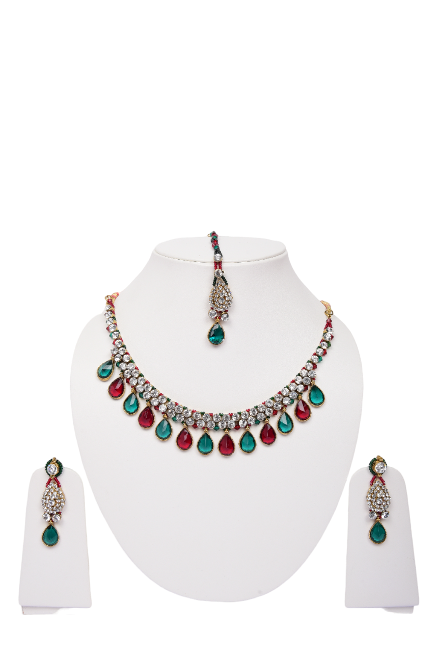 Namokriti Ethnic Pearl & Teardrop Kundan Necklace Set for Women – Elegant Party Wear